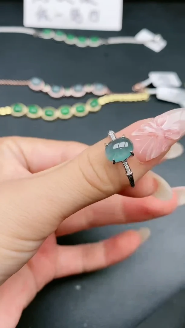 翡翠戒指银S925镶嵌1111