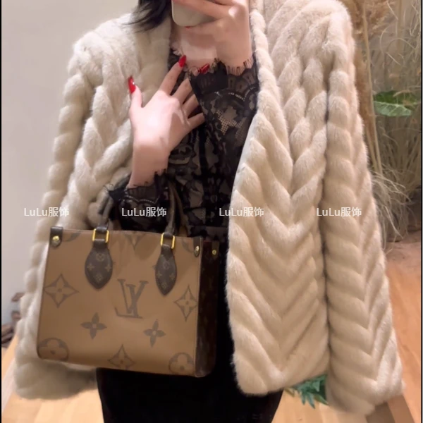 璐璐定制--2024冬季新款环保皮草仿真水貂绒短款毛毛外套