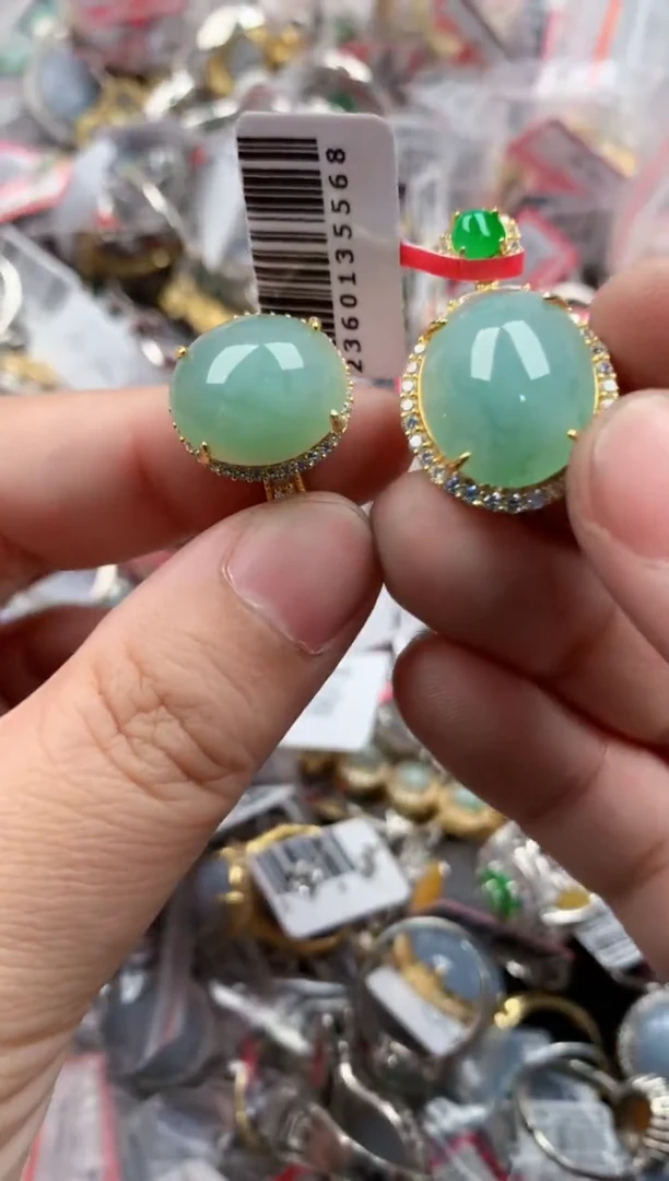 银S925镶嵌戒指翡翠11  11    10