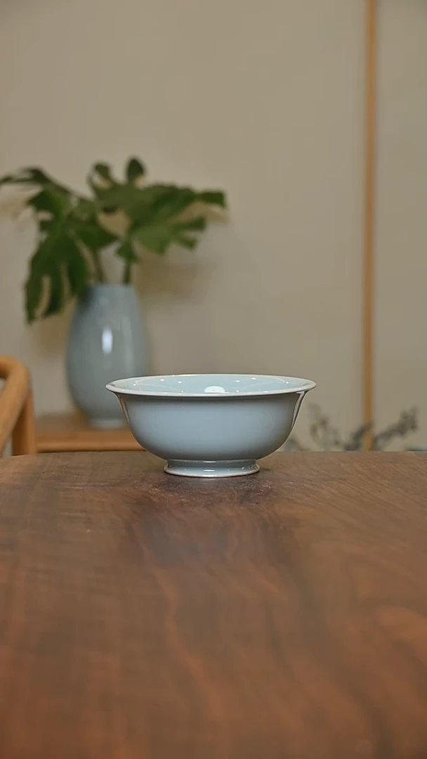 碗14CM 天青 微瑕 朱家汝窑款