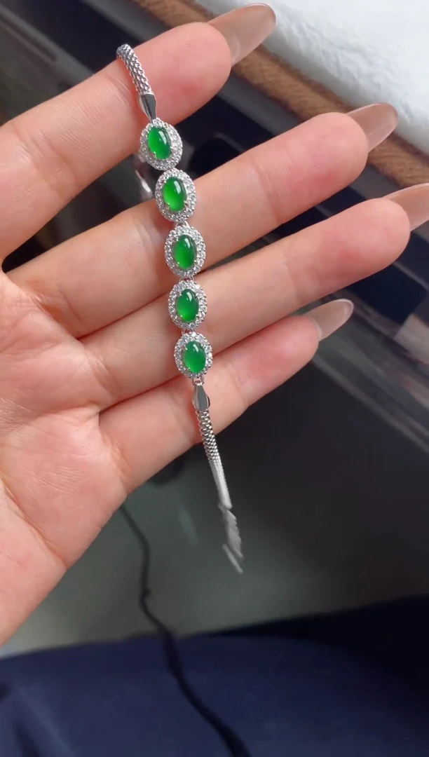 翡翠戒指银S925镶嵌天然A货翡翠
