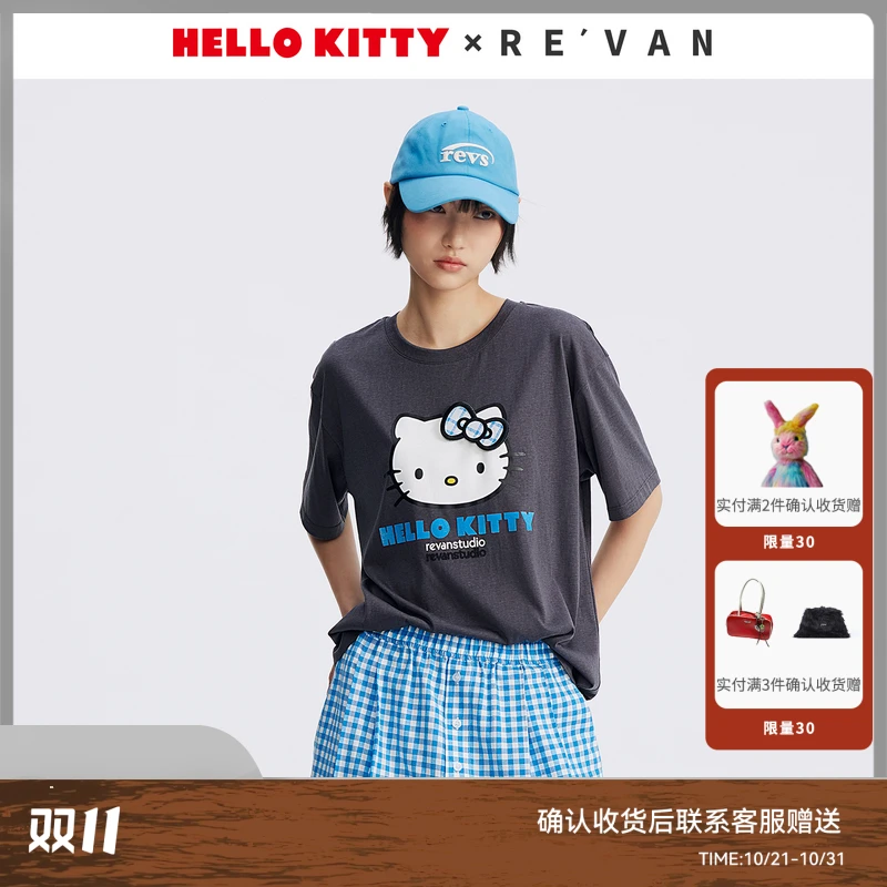 【欧阳娜娜同款】REVAN芮范25新HelloKitty魔术贴随心T恤RL71001008