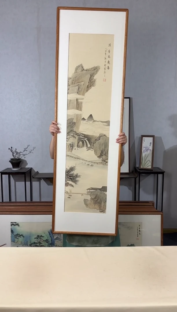 国画手绘*溪亭高逸图*52*172cm带框发货