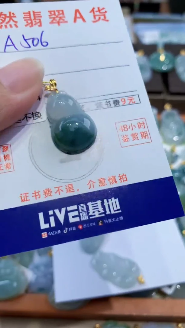 颈饰18K金镶嵌翡翠天然翡翠A货挂件