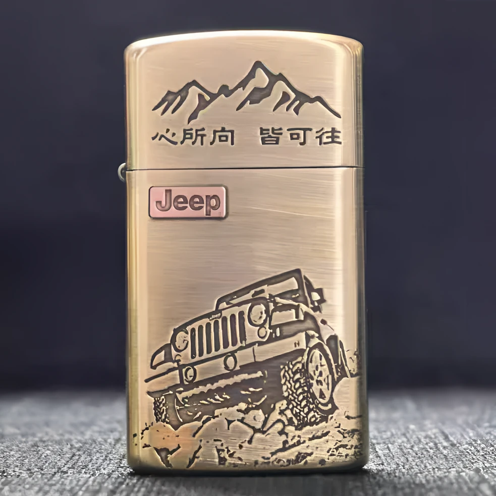 Zippo打火机正品防风芝宝纤巧窄机正版镶嵌吉普车送男士DYJ1