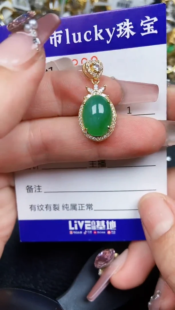 翡翠银S925镶嵌颈饰2369