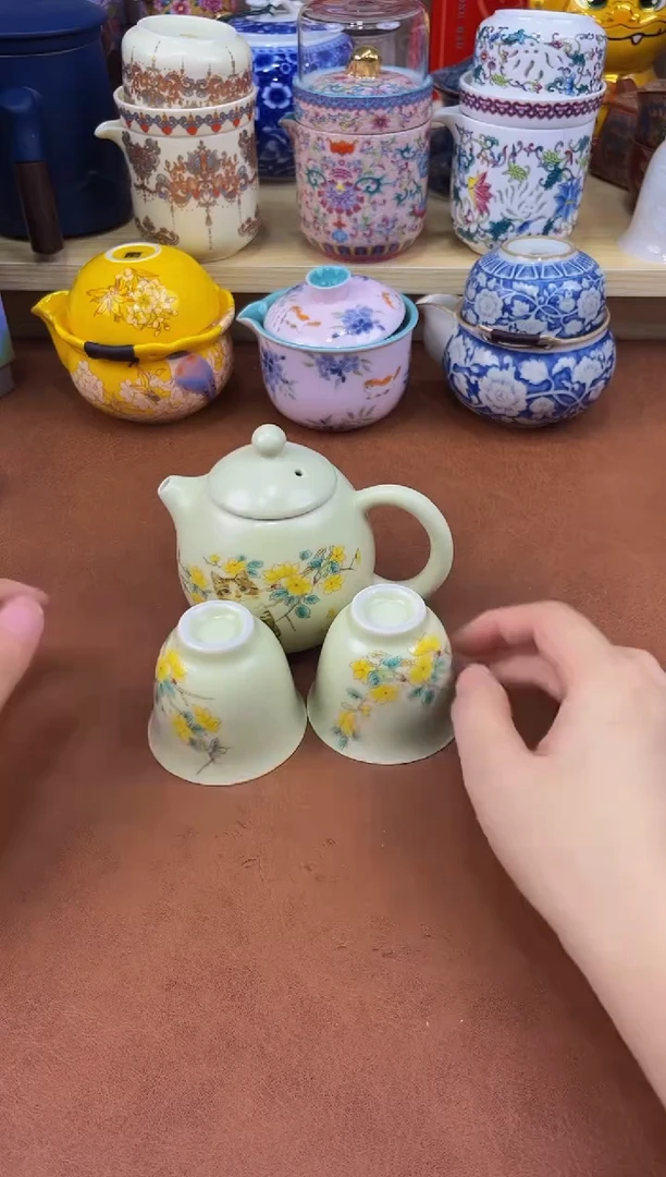 陶瓷茶具摆件旅行套组