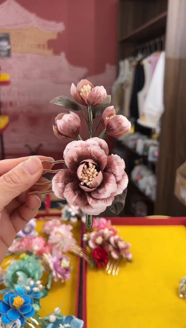 【闪购商品】刺绣非遗绒花（发饰）