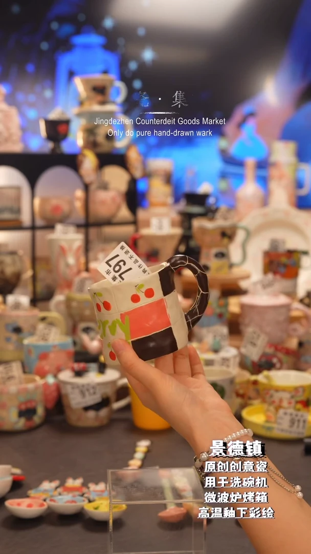 杯子797景德镇手工手绘高温釉下彩