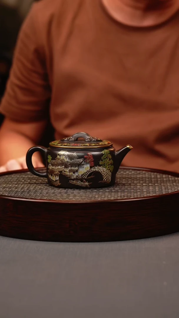 茶壶紫砂石黄珐琅彩汉瓦