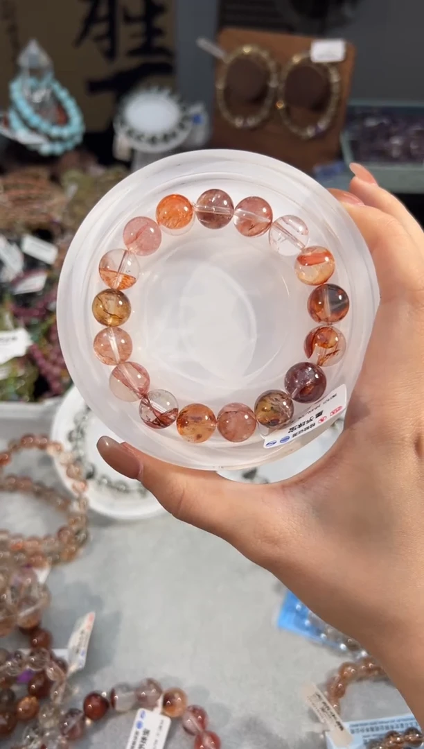 水晶手串未镶嵌红胶花手串12m+