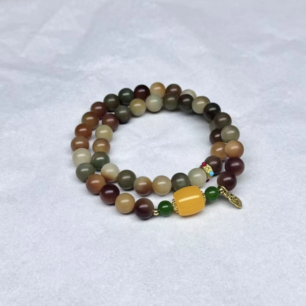 多宝菩提8mm  黄色桶珠双圈手串（无礼盒） JG0051