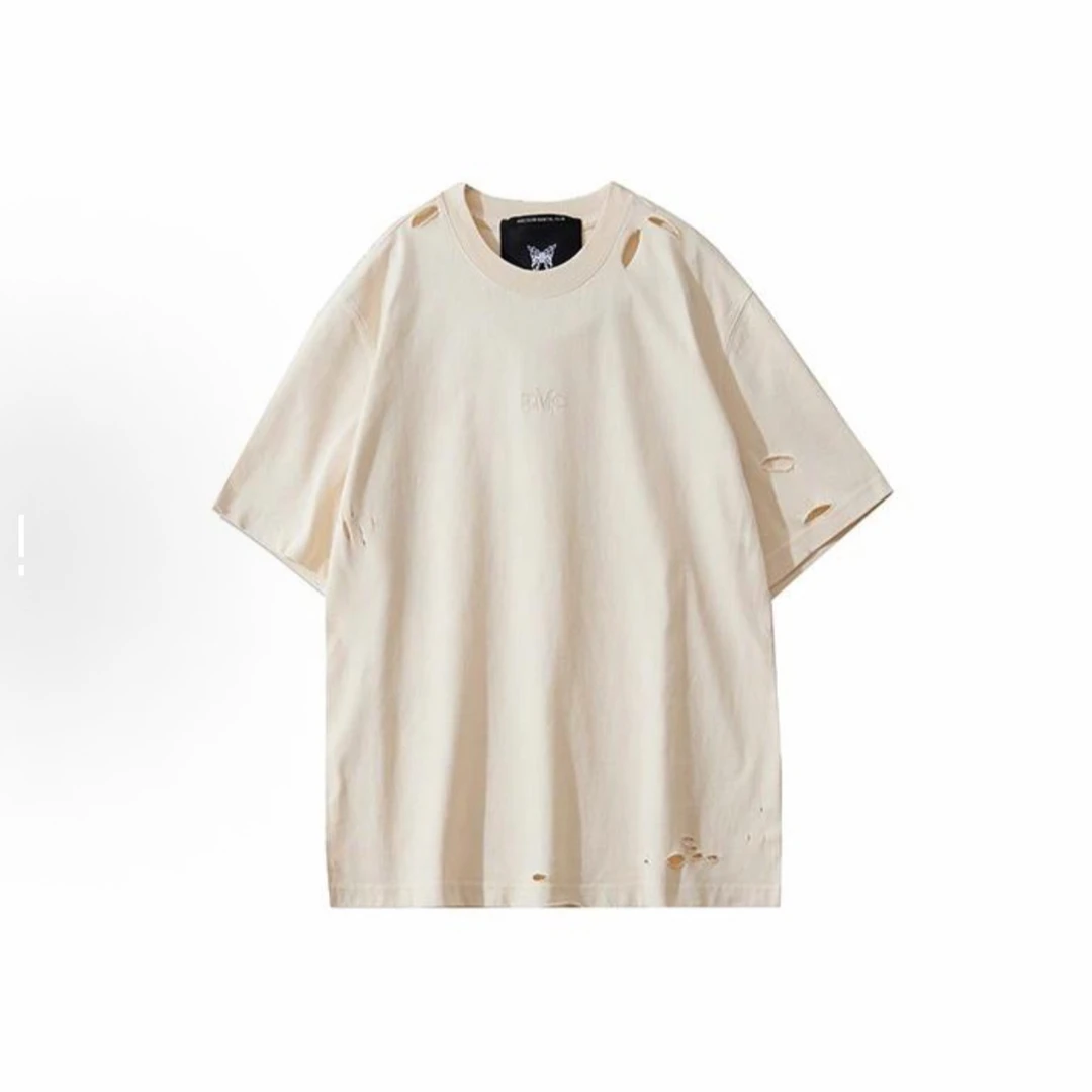 M08-70398-DMC夏季破坏刺绣LOGO时尚圆领半袖