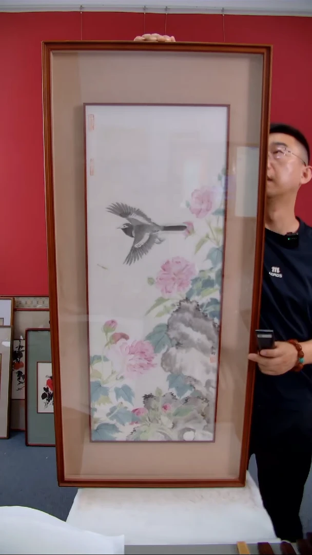 国画杨新明《芙蓉秋色》装裱118*54