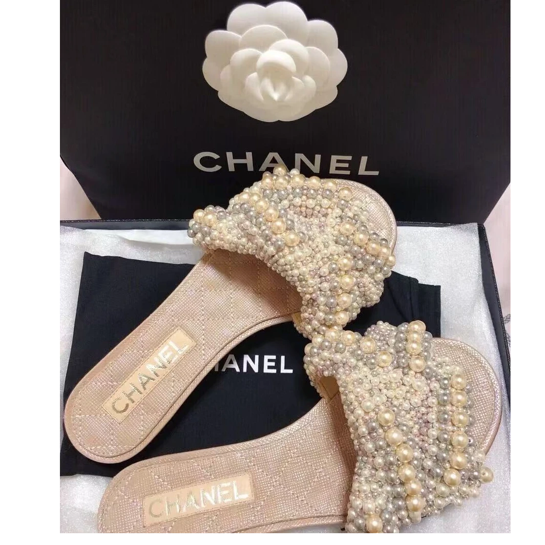 99新 Chanel/香奈儿 香奈儿白金珍珠拖鞋38