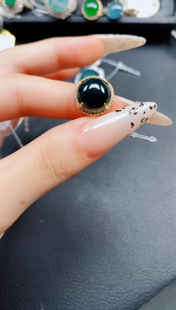 银S925镶嵌戒指翡翠翡翠