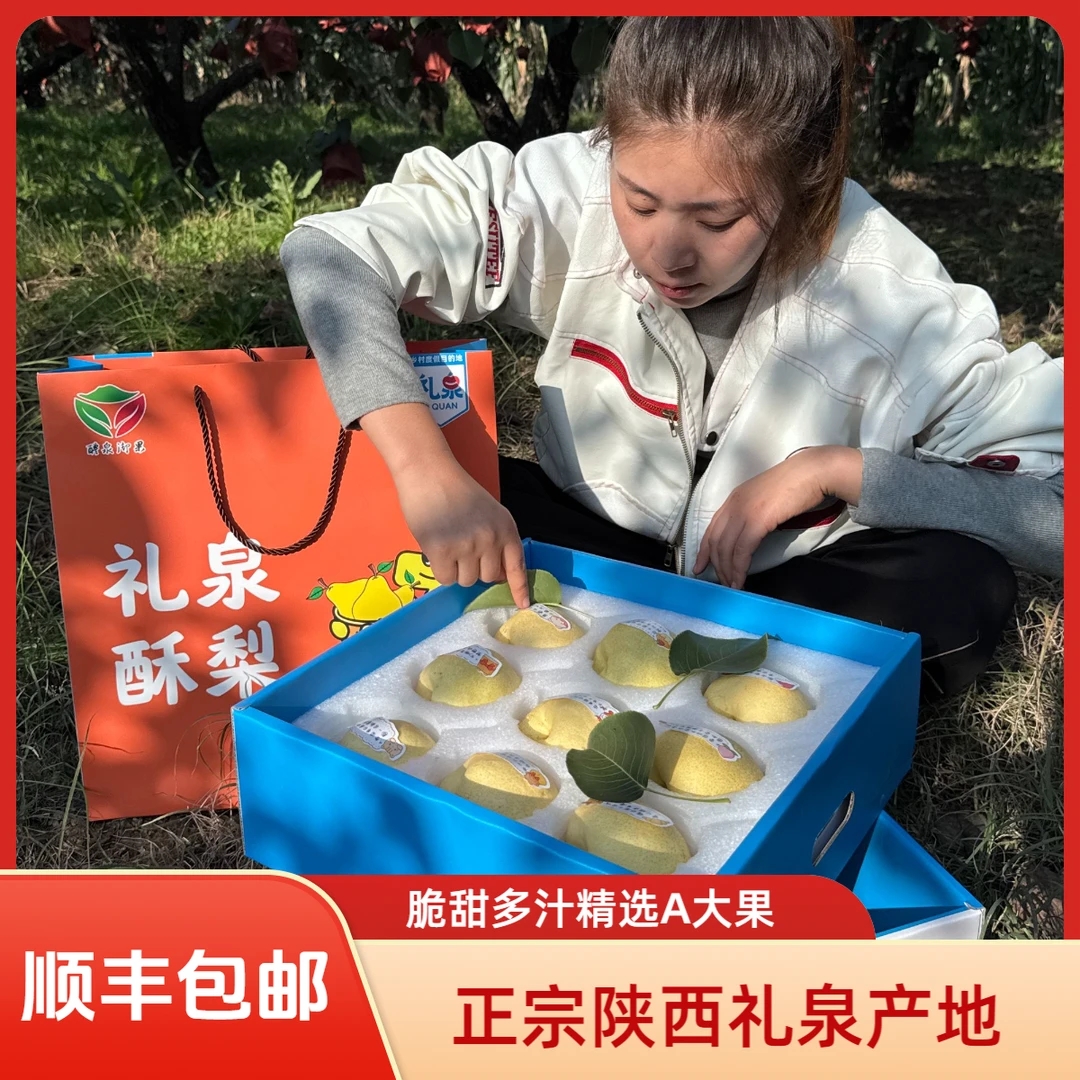 【礼盒装顺风包邮】陕西礼泉酥梨皮薄肉厚脆甜多汁现摘现发7斤装