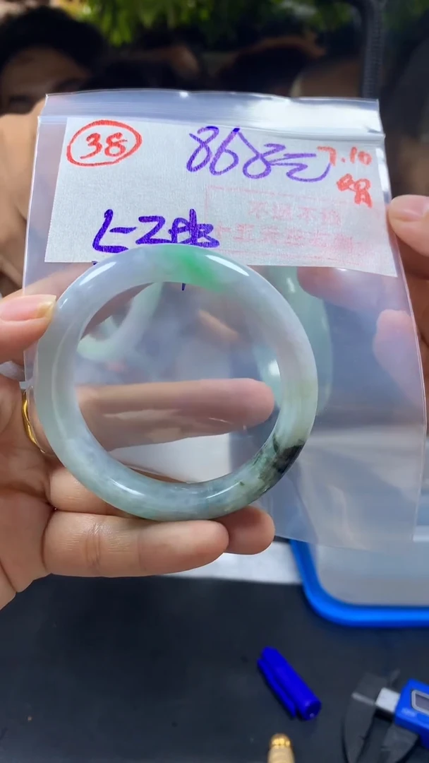 定制翡翠未镶嵌手镯53圈毛货需精细抛光38#