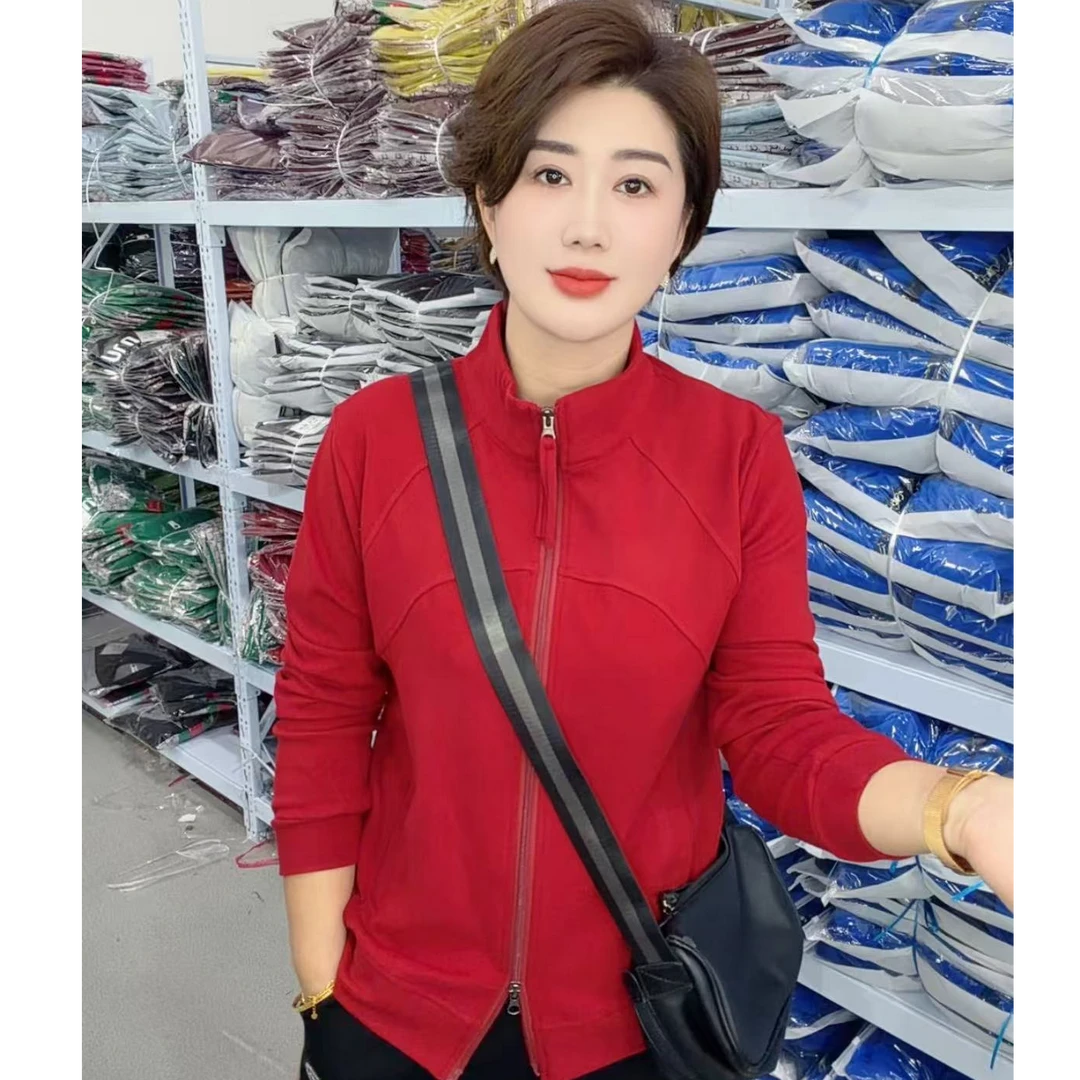 【加绒外套】2025年新款双拉链气质百搭洋气立领中老年宽松上衣