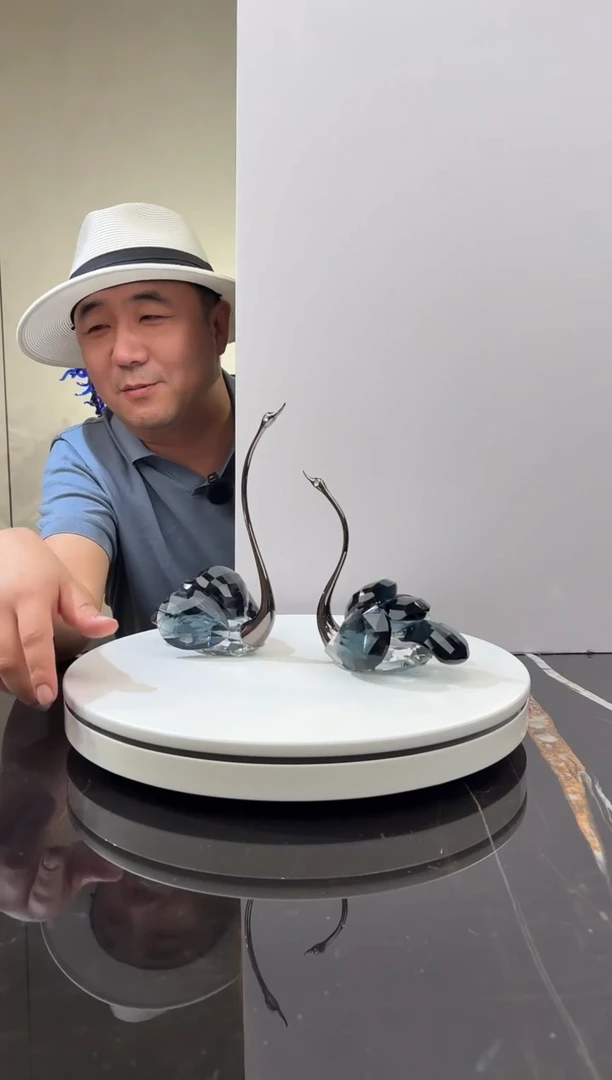 摆件CS0103050墨兰水晶天鹅一对