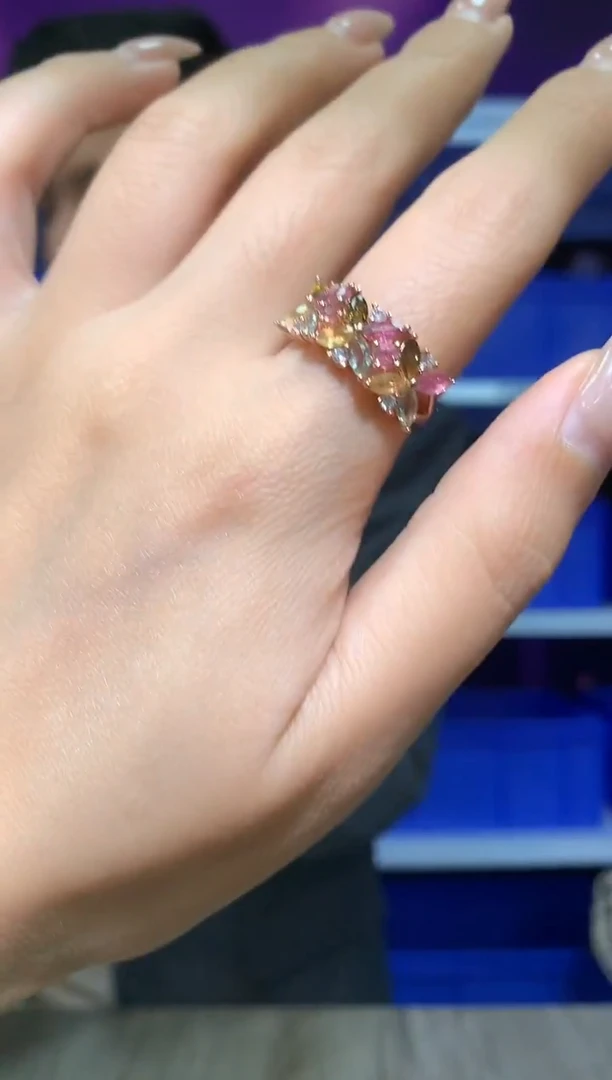 银S925镶嵌戒指碧玺【宝石世家严选】