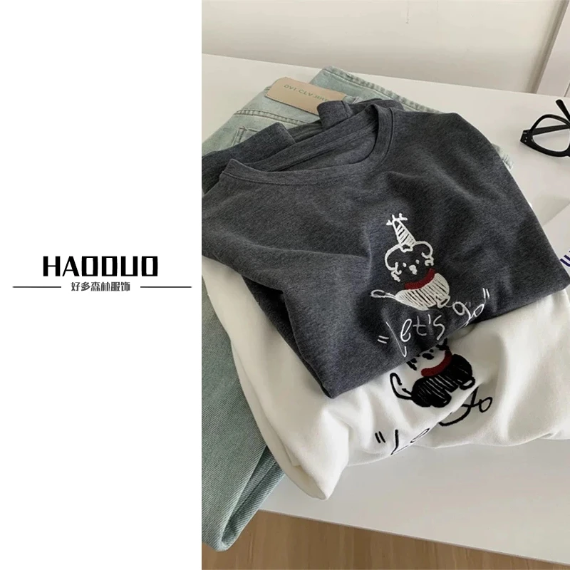 【法夏尔严选】夏季新款雪儿小狗爆款女2025宽松潮流圆领设计感D10