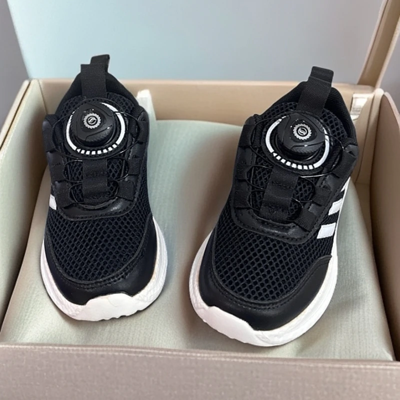 儿童春季双网网面透气中性男童女童时尚潮款百搭纽扣运动跑鞋108