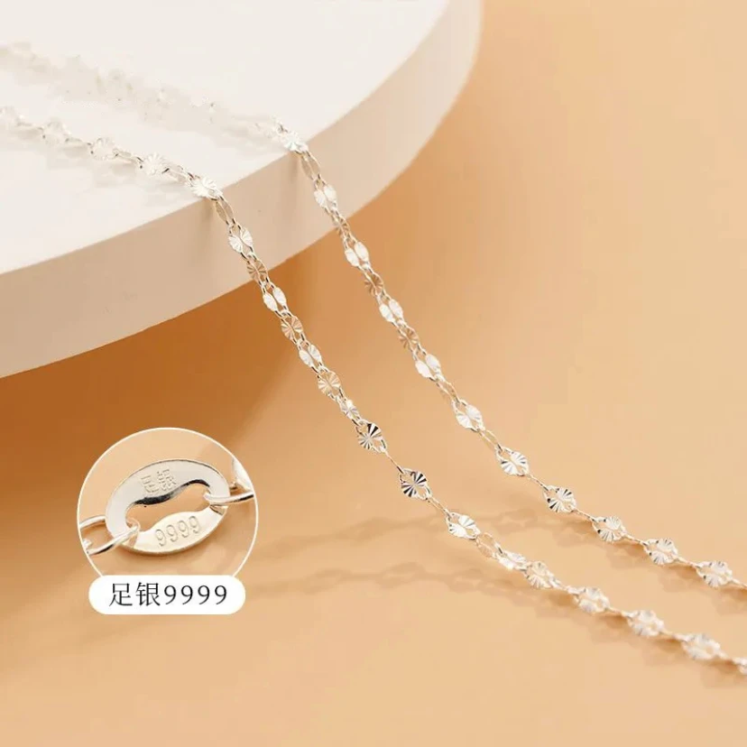 链子足银9999纯银项链雪花单链A