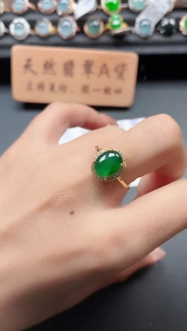 银S925镶嵌戒指翡翠111