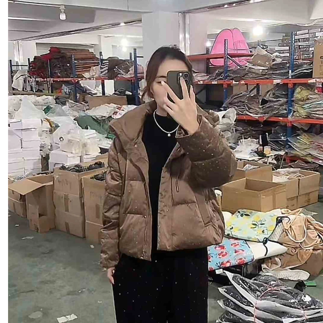 6988咖色细闪烫钻超保暖YY服外套多尺码