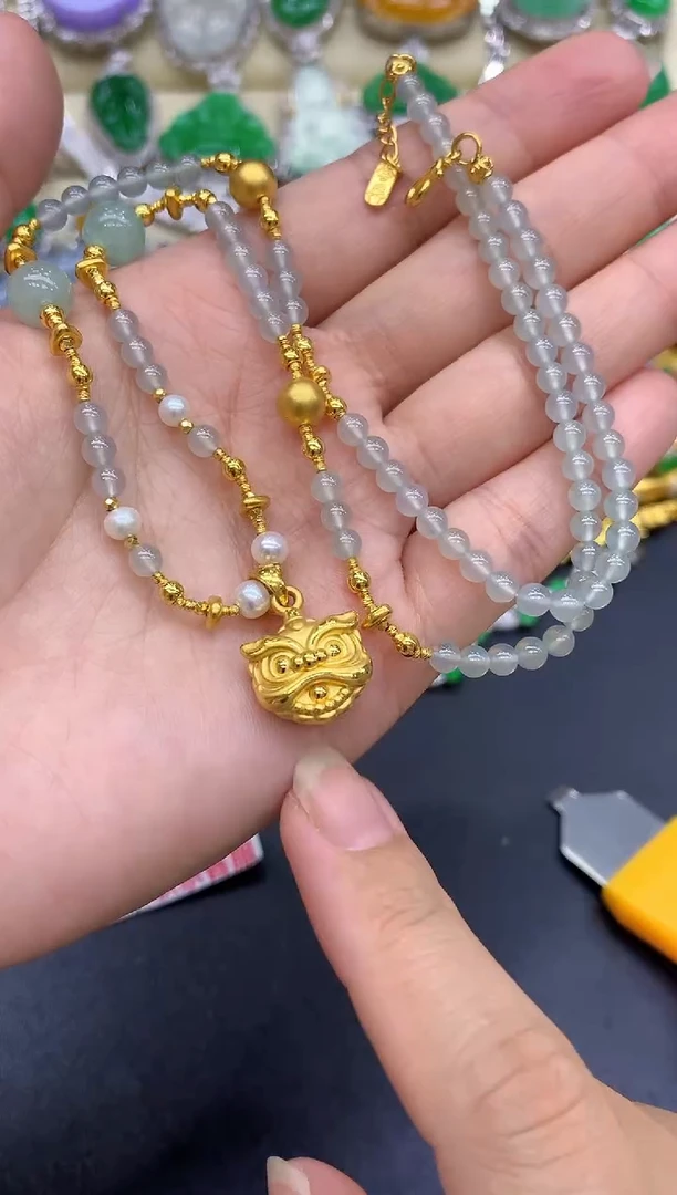 颈饰足金镶嵌翡翠422-中国好珍宝