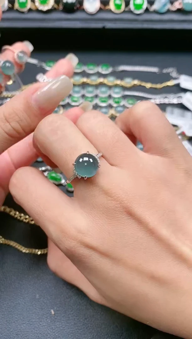 翡翠戒指银S925镶嵌111111