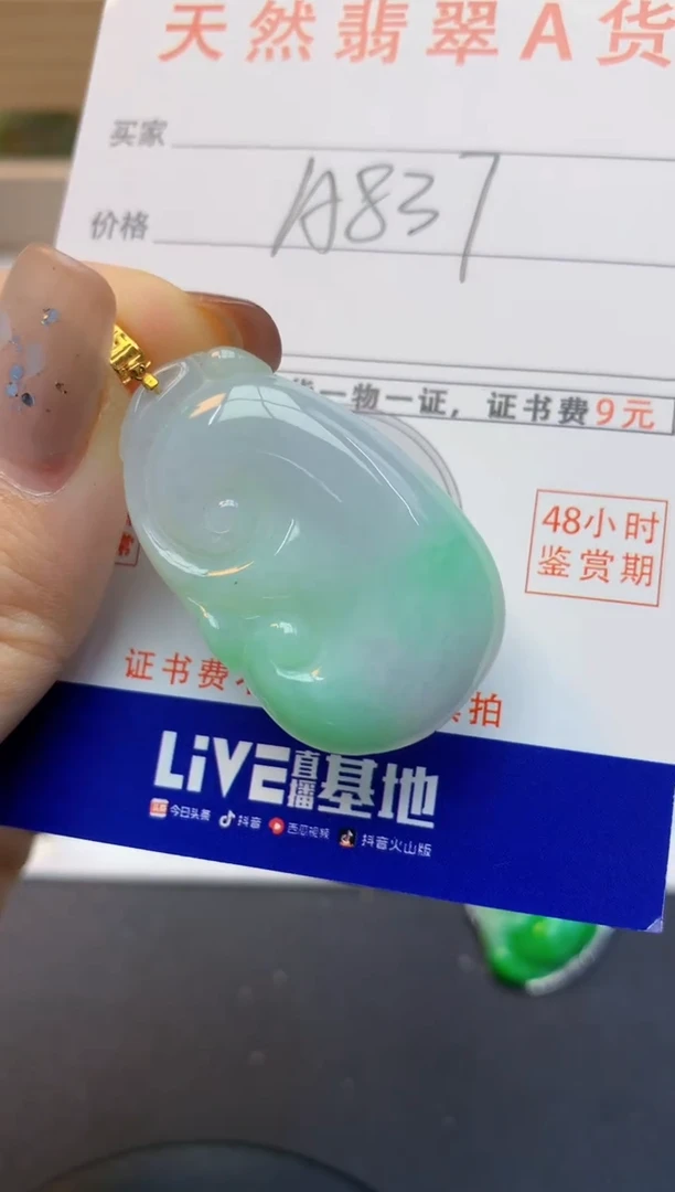 颈饰18K金镶嵌翡翠天然A货翡翠百元以上9元证书费自理