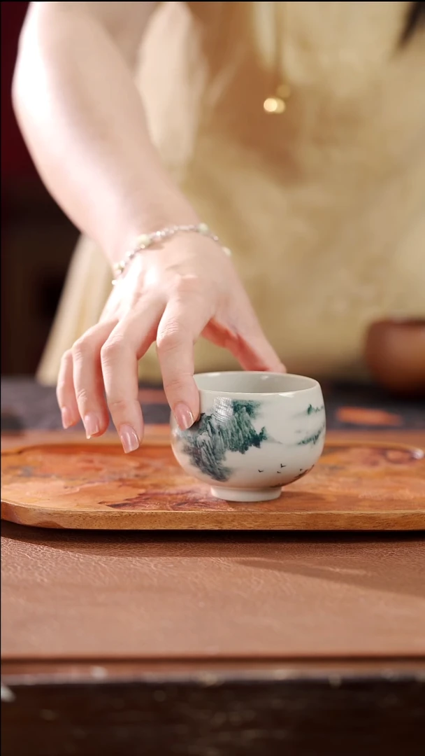 柴烧禅定杯-山水
