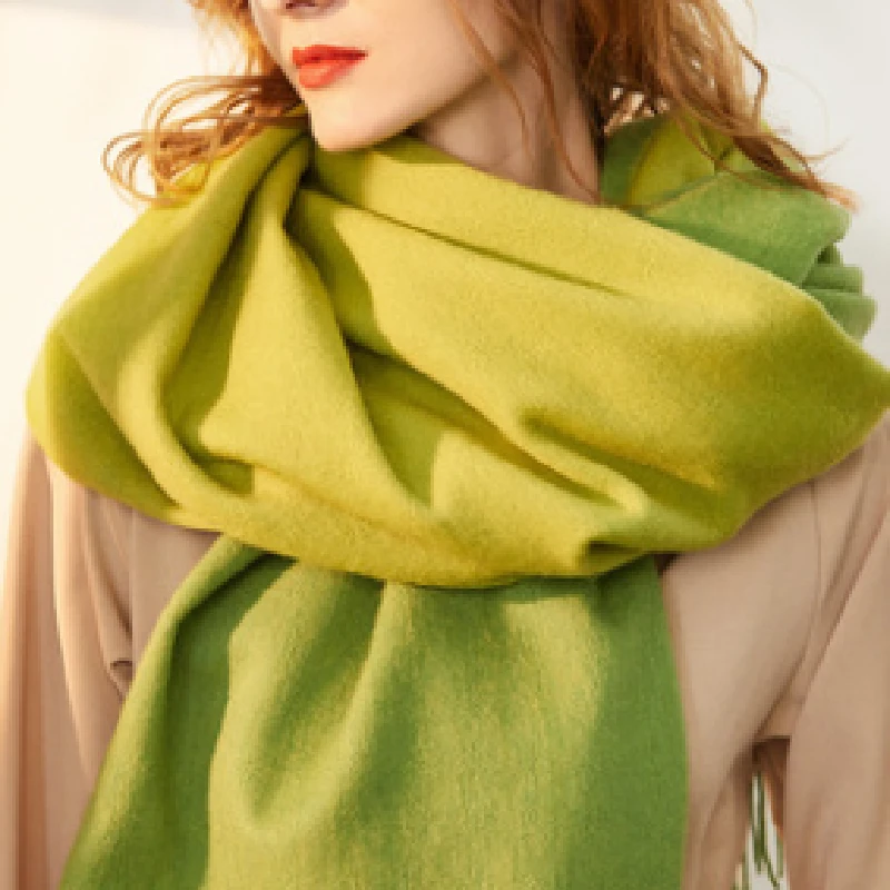 羊毛双面围巾女士秋冬季百搭保暖大披肩SWR0202三色