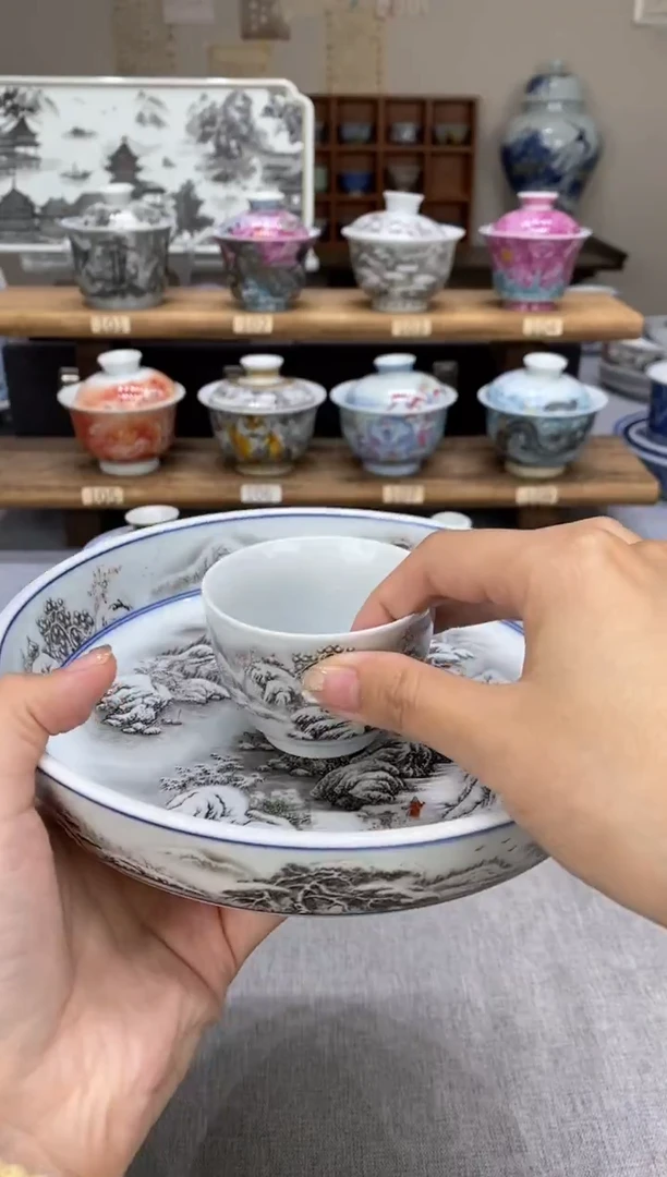 墨彩雪景 壶承+客杯