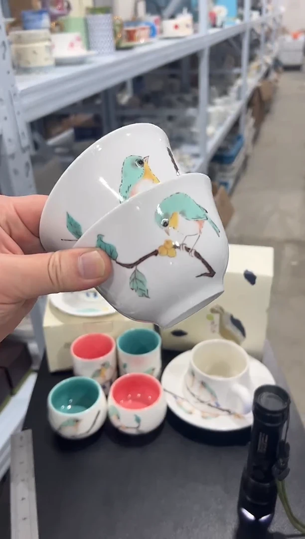 杯子骨瓷（简装）4寸小鸟碗两个