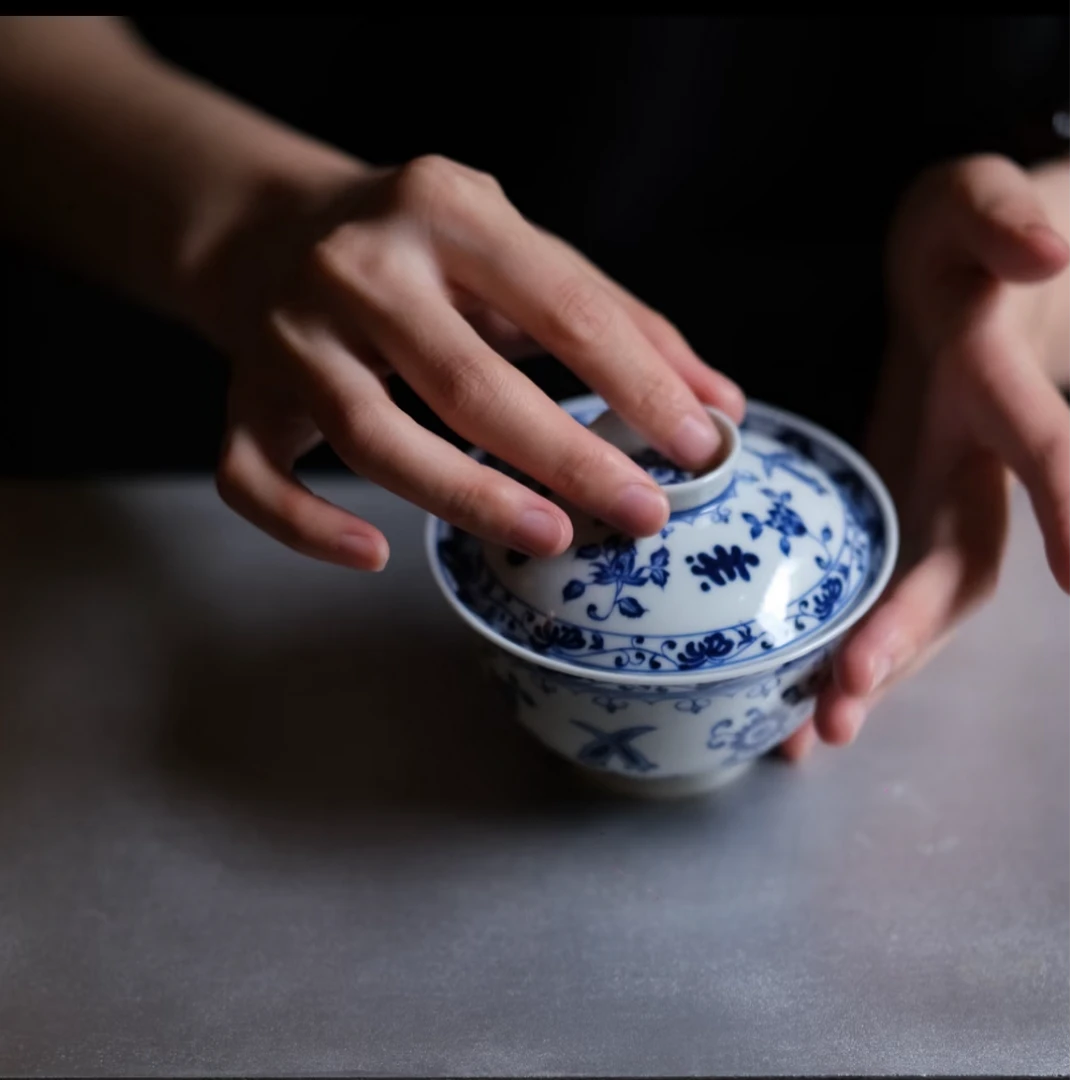 仿古瓷 全手绘宝相纹画