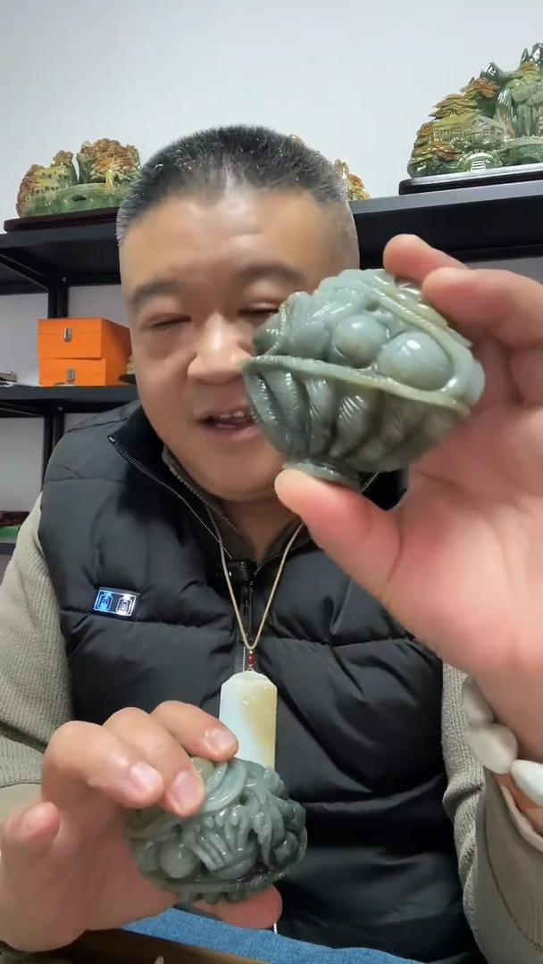 未镶嵌和田玉摆件一篮富贵摆件