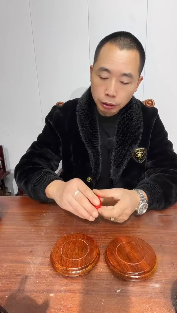 木老花圆形小盘几两个11*12*2.6