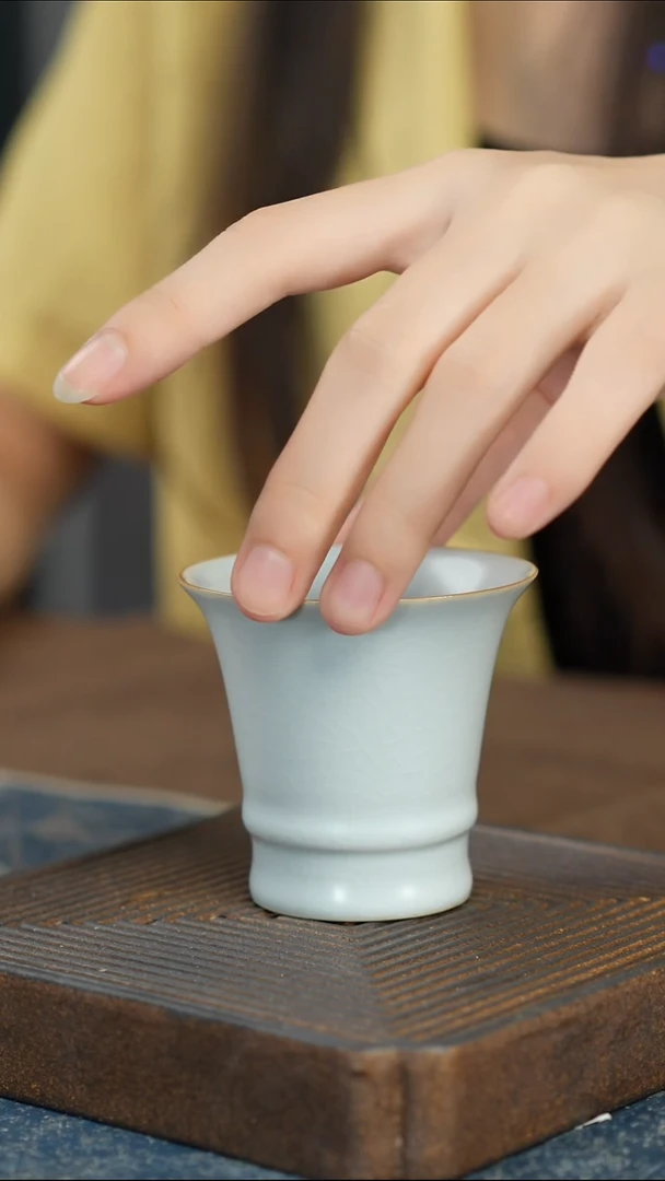 【月白】【汝窑西泠高节杯】【12西泠礼盒】