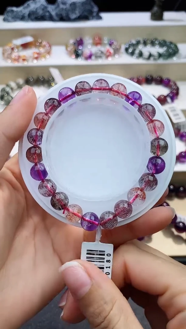 未镶嵌手链水晶黑加仑超七8m+