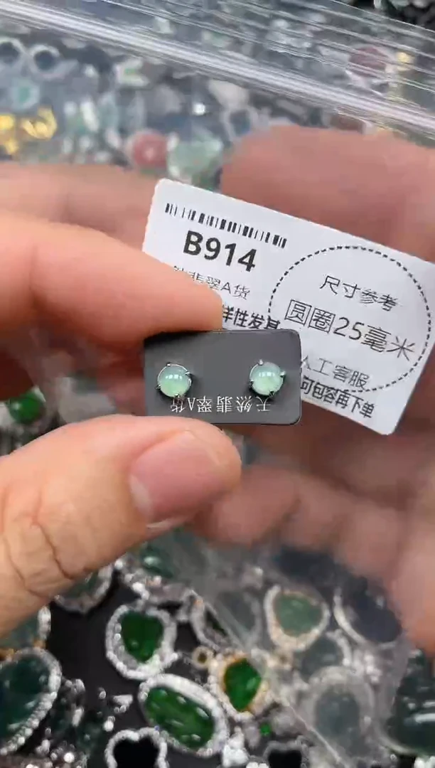 翡翠未镶嵌颈饰B914耳钉