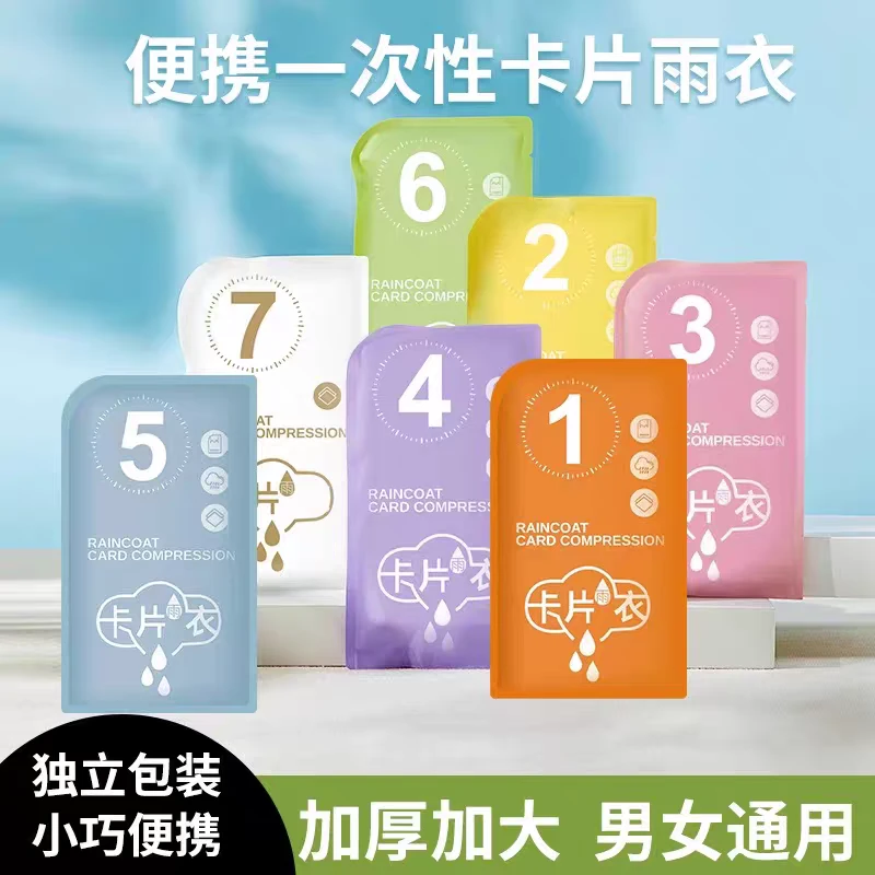 涌汐【加厚升级】压缩卡片一次性加厚雨衣成人儿童户外漂流骑行旅游