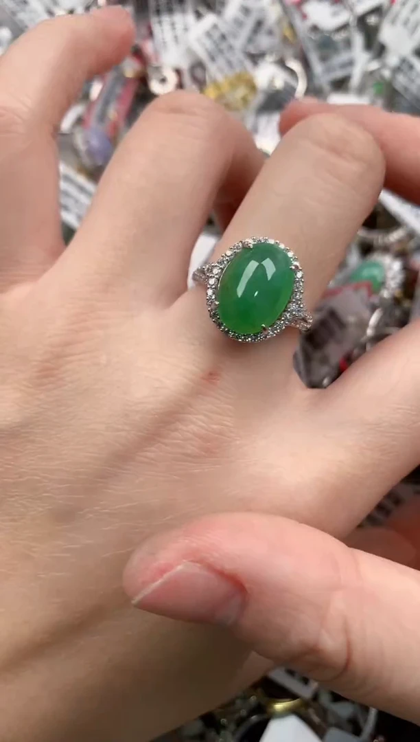 银S925镶嵌戒指翡翠4444      6