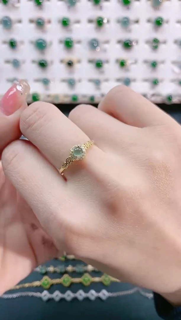 【闪购商品】翡翠戒指银S925镶嵌天然翡翠