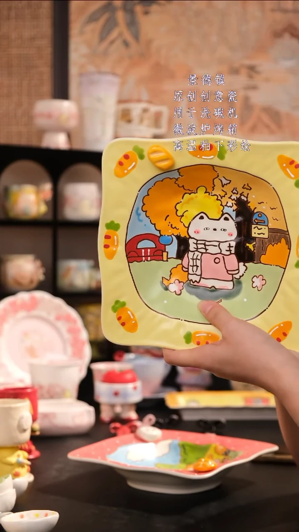 摆件景德镇手工手绘设计师款
