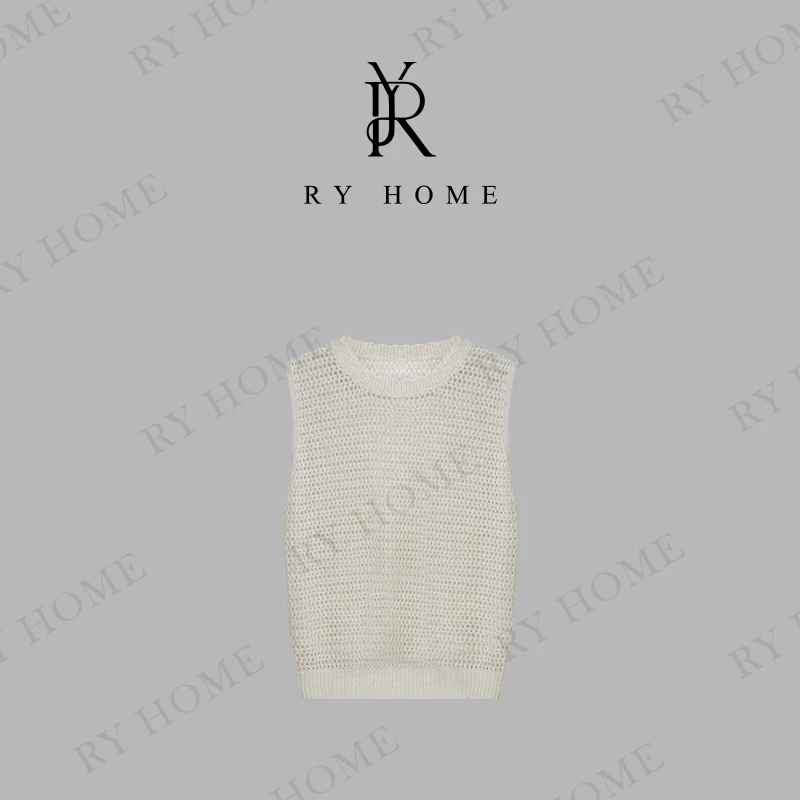 【容雨RYHOME】亚麻天丝混纺复古镂空背心252BX0080