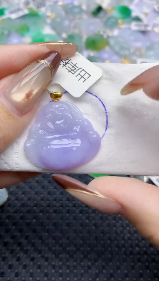 颈饰18K金镶嵌翡翠108   天然翡翠A货  百元以上9米证书费自理