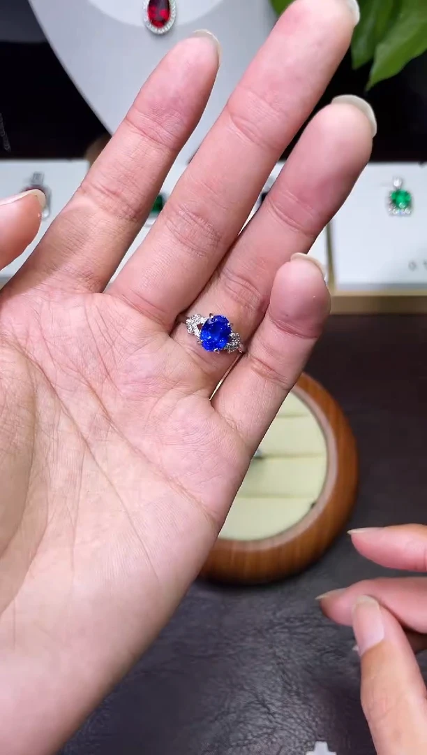 合金合成钻石蓝小妖戒指